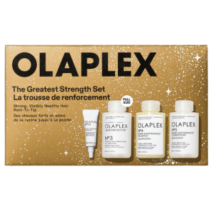 OLAPLEX The Greatest Strength Kompleksowy Zestaw: N° 4 Szampon 100ml + N° 5 Odżywka 100ml + N° 3 kuracja 100ml + N° 0.5 Serum 5ml
