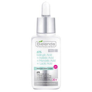 BIELENDA PROFESSIONAL Anti-Acne 40% kwas salicylowy + kwas azelainowy + kwas migdałowy + kwas mlekowy pH 2 20+ 30g