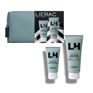 Lierac Homme Zestaw: Żel nawilżający do twarzy 50 ml + żel pod prysznic 200 ml + kosmetyczka