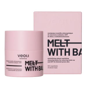 VEOLI BOTANICA MELT WITH BALANCE Emulgujące masełko seboregulujące do zmywania makijażu i SPF do skóry z niedoskonałościami 40 g