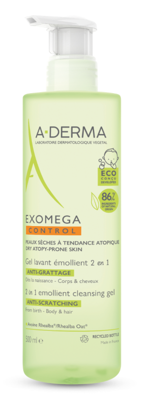 A-DERMA Exomega Control Żel Emolient Do Mycia 2w1 - 500ml