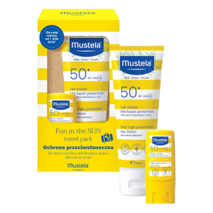 MUSTELA Zestaw FUN IN THE SUN travelpack mleczko SPF50 40ml + sztyft SPF50 9ml
