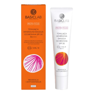 BASICLAB PROTECTICUS Tonująca mineralna emulsja ochronna SPF 50 PA ++++ Prewencja i Antyoksydacja 40 ml