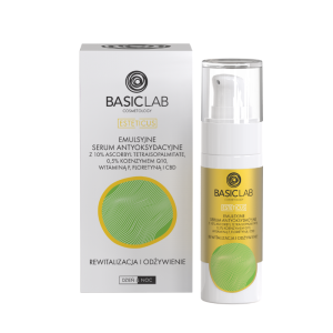 BASICLAB Emulsyjne Serum Antyoksydacyjne z 10% Ascorbyl Tetraisopalmitate, Rewitalizacja i Odżywienie - 30ml