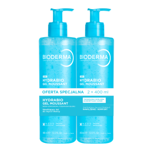 BIODERMA HYDRABIO GEL MOUSSANT Nawilżający żel do mycia twarzy - 2 x 400ml