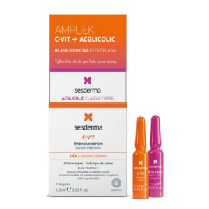 SESDERMA Efekt Flash Serum C-Vit 12% + Aglicolic ampułki - 2 szt x 1,5 ml