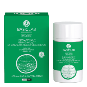 BASICLAB Enzymatyczny peeling myjący do skóry tłustej, trądzikowej i wrażliwej Normalizacja i wygładzenie 35 ml