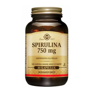 SOLGAR SPIRULINA 750 mg Dla utrzymania prawidłowego poziomu glukozy, energii i witalności organizmu 80 kapsułek