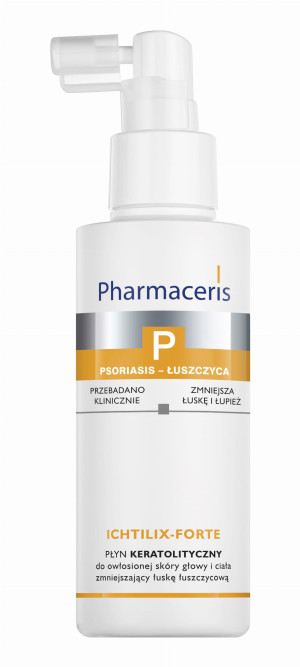 PHARMACERIS P ICHTILIX-FORTE Płyn keratolityczny Do Owłosionej Skóry Głowy i Ciała Zmniejszający Łuskę Łuszczycową  - 125 ml