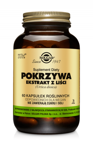 SOLGAR POKRZYWA Wspiera krążenie krwi, prawidłowe funkcjonowanie układu oddechowego i  działanie nerek 60 kapsułek