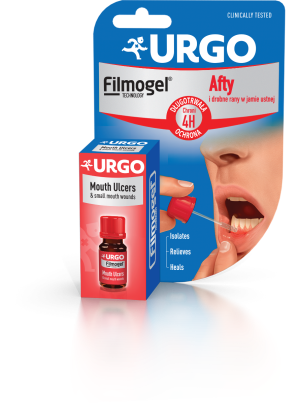 URGO FILMOGEL® Afty i Drobne Rany w Jamie Ustnej - 6ml + GRATIS! URIAGE Nawilżająca Pomadka Do Ust - 4g