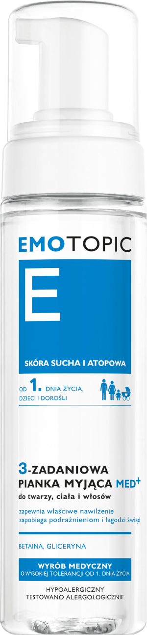 EMOTOPIC 3-Zadaniowa Pianka Myjąca Do Twarzy, Ciała i Włosów - 200 ml