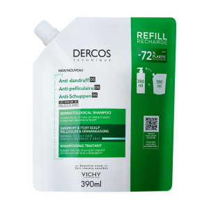 VICHY DERCOS DS Szampon Przeciwłupieżowy Włosy Normalne i Przetłuszczające Się - 390ml REFILL