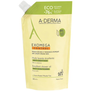 A-DERMA EXOMEGA CONTROL Zapobiegający Swędzeniu Olejek Emolientowy Do Mycia - 500ml REFILL