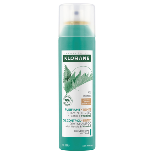 KLORANE Oil Control Dry Shampoo suchy szampon z pokrzywą i witaminą E – z pigmentem 150ml