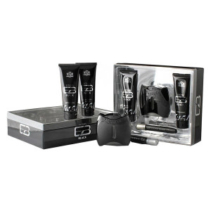 New Brand Extasia Black zestaw woda toaletowa spray 100ml + balsam po goleniu 130ml + żel pod prysznic 130ml + woda toaletowa spray 15ml