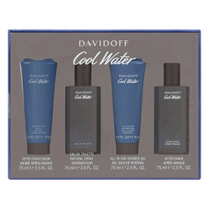 Davidoff Cool Water Men zestaw woda toaletowa spray 75ml + balsam po goleniu 75ml + żel pod prysznic 75ml + woda po goleniu 75ml