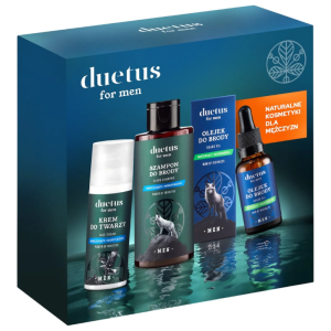 DUESTES FOR MEN Zestaw Twarz i Broda: Szampon do brody 145ml + Olejek do brody 30ml + Krem do twarzy 50ml
