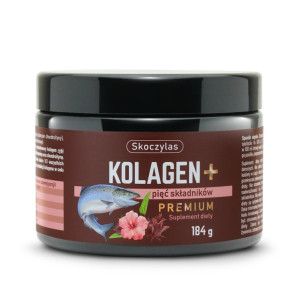 Skoczylas Kolagen+ Premium z łososia kwas hialuronowy + glukozamina + chondroityna suplement diety 184g