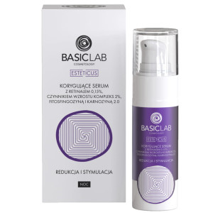 BasicLab ESTETICUS Korygujące Serum Z Retinalem 0,15%, Czynnikiem Wzrostu Kompleks 2%, Karnozyną 2.0 - 30 ml