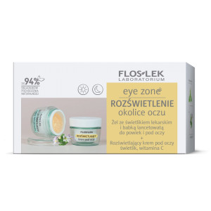 Floslek Eye Zone zestaw żel ze świetlikiem lekarskim i babką lancetowatą do powiek i pod oczy 10g + rozświetlający krem pod oczy ze świetlikiem i wita