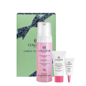 COLLISTAR SET (Soothing Cleansing FACE Mousse + Deeply Moisturizing Cream + EYE Hydro-Gel ) krem pielęgnacyjny 180 ml
