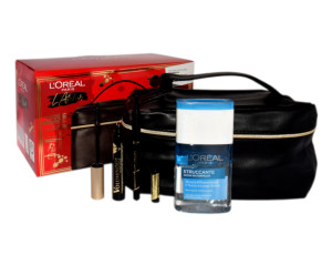 L~OREAL SET (MASCARA VOLUMINOUS EXTRA BLACK+ PERFECT SLIM SUPERLINER +EYE MAKEUP REMOVER 125ML+ KOSMETYCZKA)