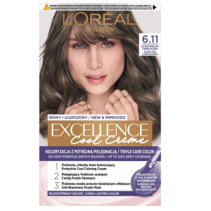 L'Oreal Paris Excellence Cool Creme farba do włosów 6.11 Ultrapopielaty Ciemny Blond
