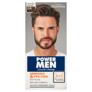 Joanna Power Men Color Cream 3in1 farba do włosów brody i wąsów 04 Natural Brown 30g