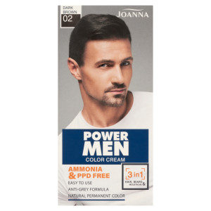 Joanna Power Men Color Cream 3in1 farba do włosów brody i wąsów 02 Dark Brown 30g