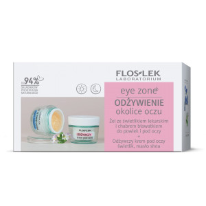 Floslek Eye Zone zestaw żel ze świetlikiem lekarskim i chabrem bławatkiem do powiek i pod oczy 10g + odżywczy krem pod oczy ze świetlikiem i masłem sh