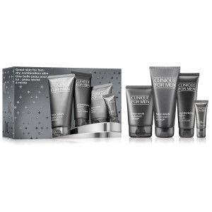 Clinique Great Skin for Him zestaw żel do mycia twarzy 200ml + peeling do twarzy 100ml + przeciwstarzeniowy krem pod oczy 15ml + emulsja nawilżająca d