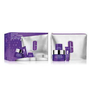 Clinique Outsmart Lines + Wrinkles zestaw przeciwstarzeniowy krem do twarzy i na szyję 50ml + przeciwstarzeniowe serum 10ml + przeciwstarzeniowy krem