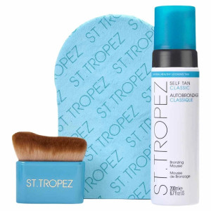 ST. TROPEZ Ultimate Tan Body Essentials Kit zestaw Bronzing Mousse pianka samoopalająca 200ml + aplikator do samoopalacza + szczoteczka