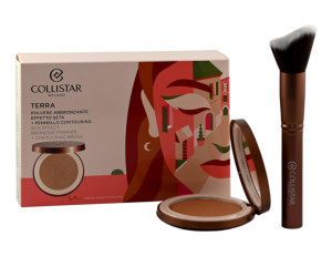 COLLISTAR SET (TERRA SILK EFFECT BRONZING POWDER 4.4 HAWAII MATTE + CONTOURING BRUSH)