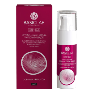 BASICLAB Dermocosmetics Stymulujące Serum Wyrównujące, 0,3% Estru Kwasu Adapalenu, 5% Kompleksu Polipeptydu Kolagenowego , 0,25% PDRN Odnowa i Redukcj