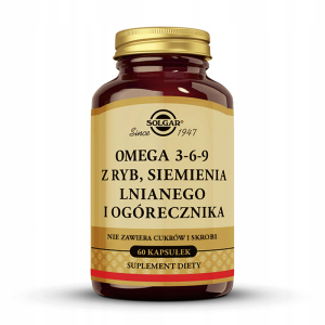 SOLGAR Omega 3-6-9 z ryb, siemienia lnianego i ogórecznika - 60 Kapsułek