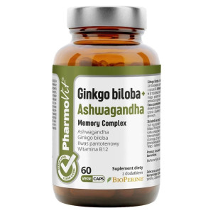 Pharmovit Ginkgo Biloba + Ashwagandha suplement diety 60 kapsułek