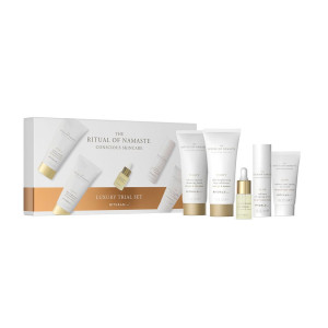 Rituals The Ritual of Namaste zestaw pianka oczyszczająca 30ml + peeling do twarzy 30ml + krem na dzień 10ml + serum 10ml + booster z bakuchiolem 4ml