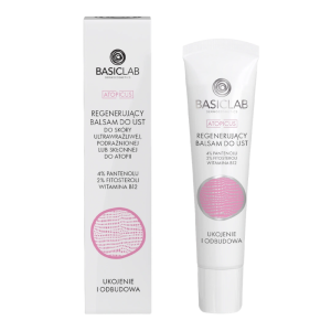 BASICLAB Dermocosmetics Atopicus Regenerujący balsam do ust do skóry ultrawrażliwej, podrażnionej lub skłonnej do atopii, 4% pantenolu, 2% fitosteroli