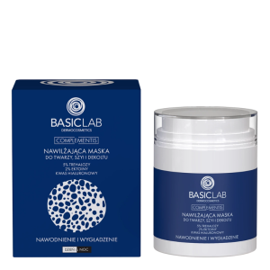 BASICLAB DERMOCOSMETICS COMPLEMENTIS Nawilżająca maska do twarzy, szyi i dekoltu, 5% Trehalozy, 2% Ektoiny, Kwas hialuronowy, Nawodnienie i Wygładzeni