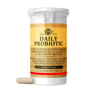 SOLGAR DAILY PROBIOTIC z 13 szczepami bakterii w jednej kapsułce Dla prawidłowej pracy jelit 30 kapsułek