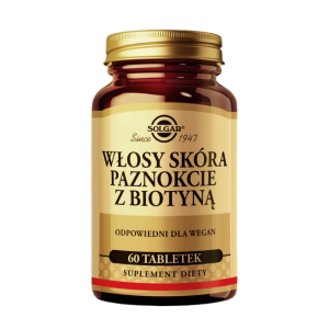 SOLGAR WŁOSY SKÓRA PAZNOKCIE +BIOTYNA Dla osób osłabionych w wyniku stresu lub choroby 60 tabletek