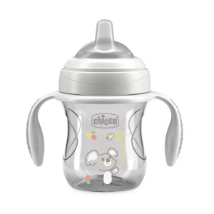 Chicco Transition Cup pierwszy kubek treningowy z miękkim ustnikiem 4m+ Szary 200ml