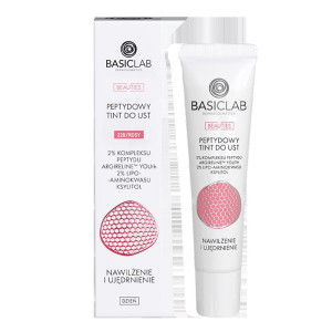 BASICLAB Beauties peptydowy tint do ust, 2% kompleksu peptydu argireline youth, 2% lipo-aminokwasu, ksylitol, 220/rosy 15 ml