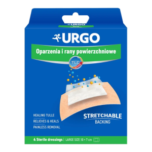 URGO Oparzenia i rany powierzchniowe, plastry opatrunkowe 7x10cm 4 szt.