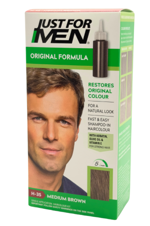 JUST FOR MEN Szampon Koloryzujący - Średni brąz (H-35)