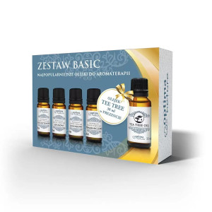 OPTIMA NATURA Zestaw Olejków Eterycznych: Eukaliptusowy 10ml + Sosnowy 10ml + Lawendowy 10ml + Pomarańczowy 10ml + Drzewo Herbaciane 30ml