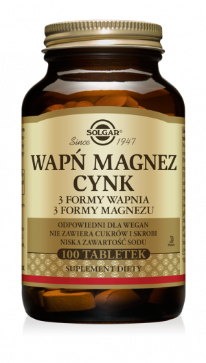 SOLGAR Wapń Magnez Cynk - 100 Tabletek
