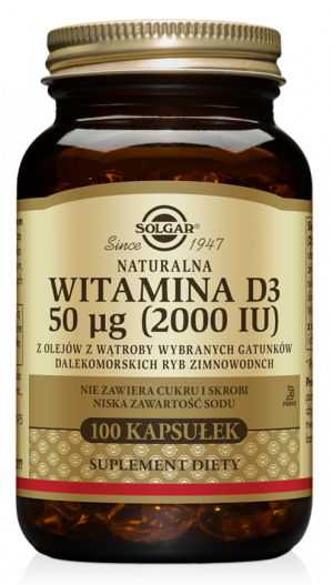 SOLGAR Witamina D3 50ug - 100 Kapsułek